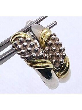 Lagos Caviar Sterling Silver 925 & 18K Half Hoop Earrings